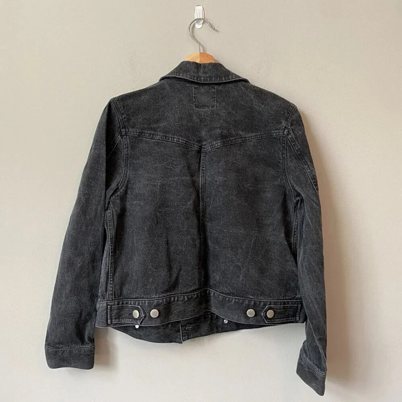 Isaac Mizrahi for Target Women's Medium Double Breasted Black Denim Jean Jacket - Picture 2 of 16